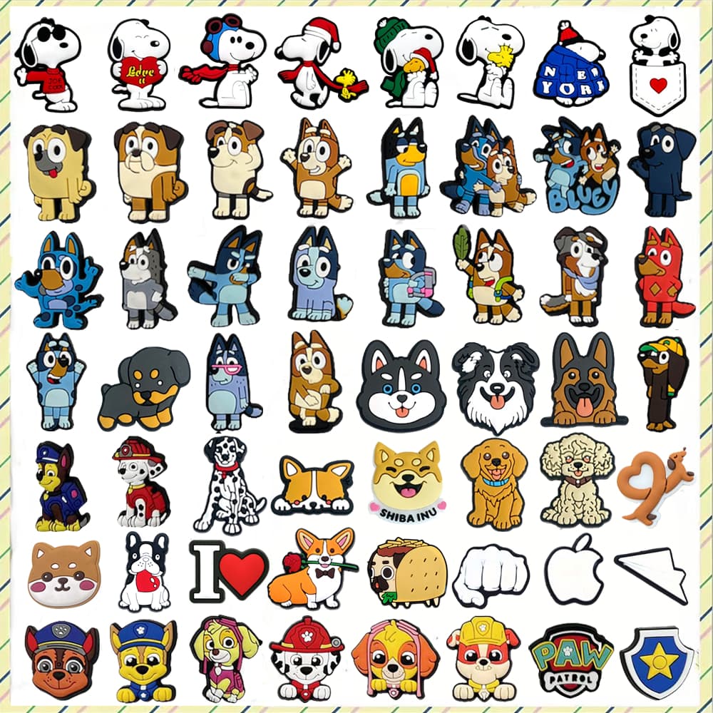 1 Pçs Série De Cães Sapatos Encantos DIY Tamancos Sapato Aceessories Caber Sandálias Pinos Chinelos Decoração Crianças P