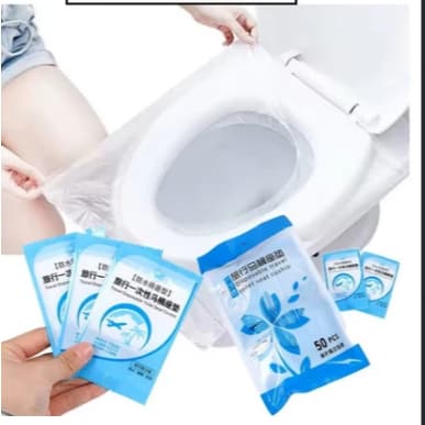 50 Protetores Assento Sanitário Descartável Plástico Privada Folha Forro Bacia Banheiro Público Kit