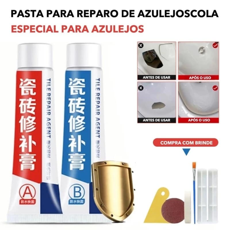 Massinha para Reparar Porcelanato e Cerâmica - Fácil Aplicação e Rápida Secagem - Para Pisos, Paredes e Bancadas