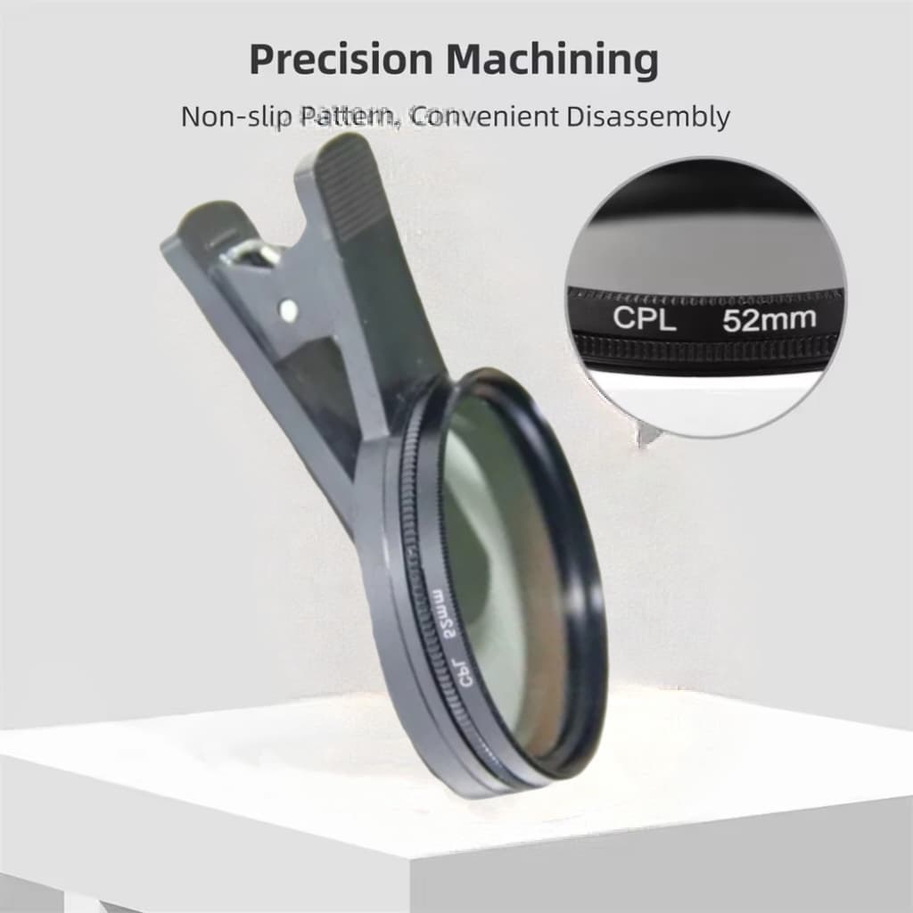 Kit 52mm Filtro Cpl Lente Polarizador Para Celular Clipe Anti Reflexo Com Estojo