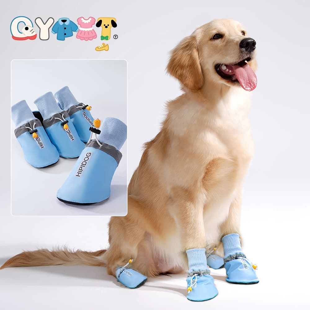 QYPET 4 Pçs/Lote Sapatos Para Cães De Estimação Botas Antiderrapantes Ajustáveis Médios Grandes Caminhadas Ao Ar Livre J