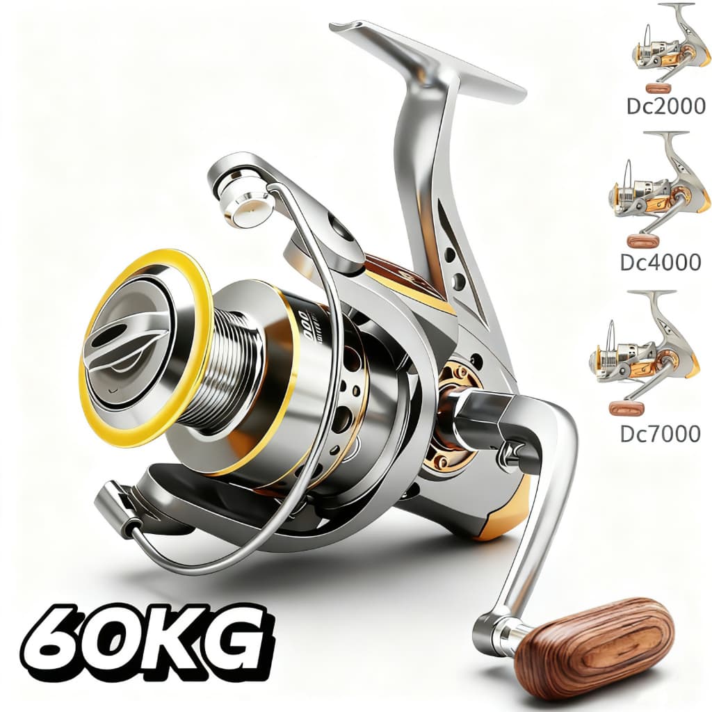 60KG Carretel Molinete DC 2000/4000/7000 Rolamentos Carretel Aluminio 5.2:1.
