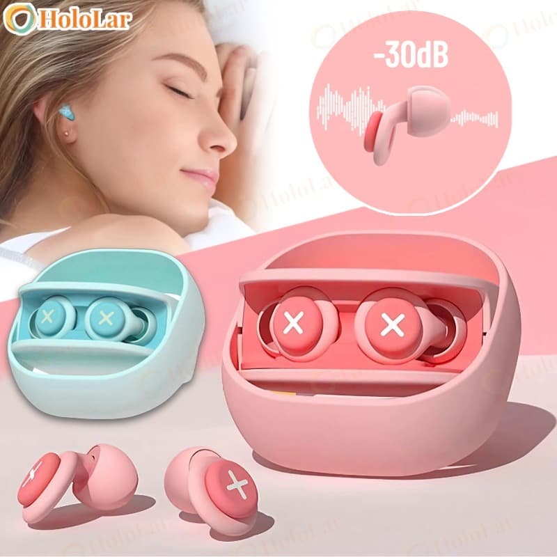 Tampões Auriculares De Silicone Isolamento Acústico Redução De Ruído Com Esponja Macia Protetor Auricular-HL