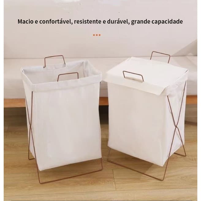 48 Litros Cesto organizador roupa dobrável grande/ cesto de roupas sujas grande com suporte