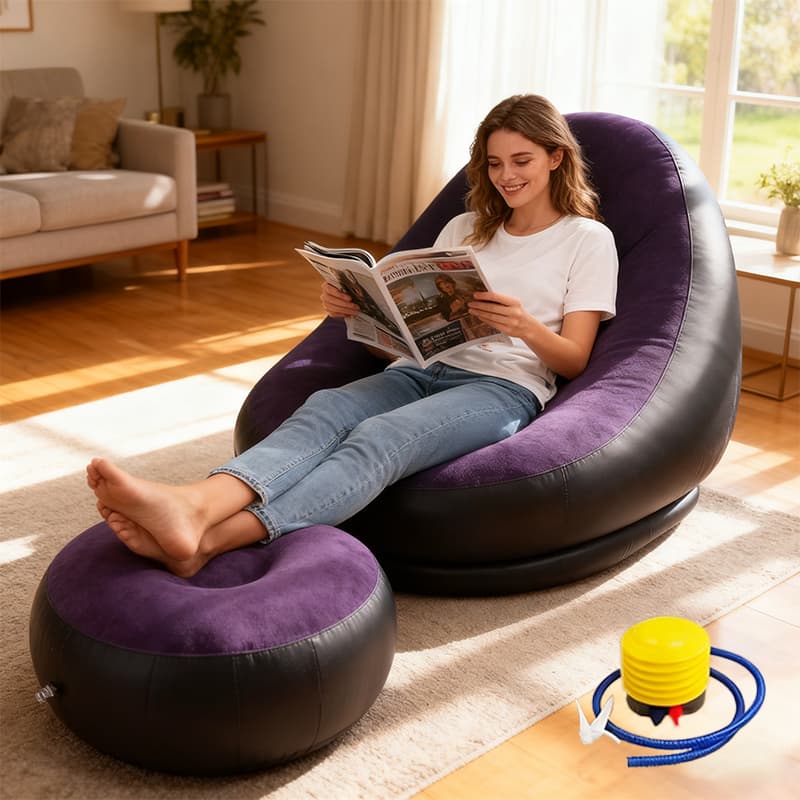 Poltrona Inflável Portátil E Conjunto De Descanso De Sofá Com Bomba