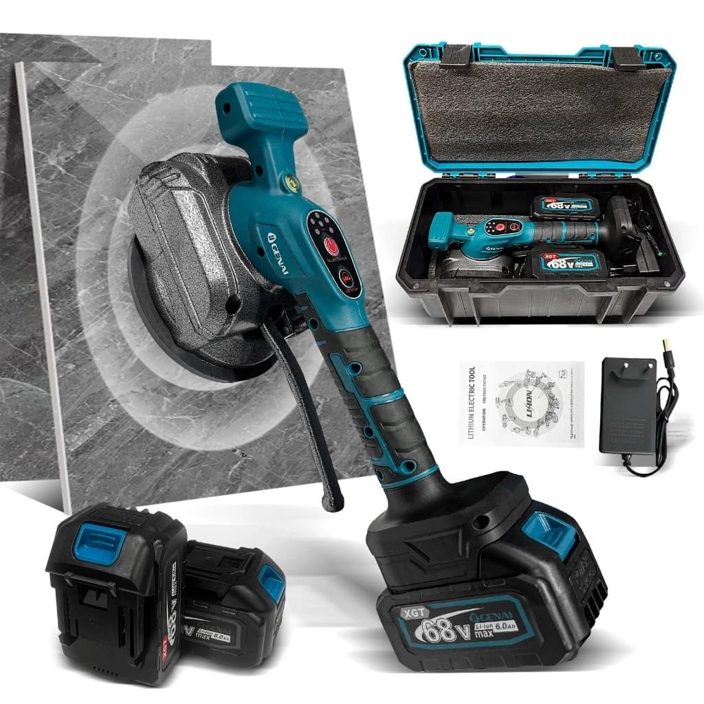 Máquina De Assentar Azulejos Porcelanatos Piso C/ Ventosa E Vibração + 2 Baterias