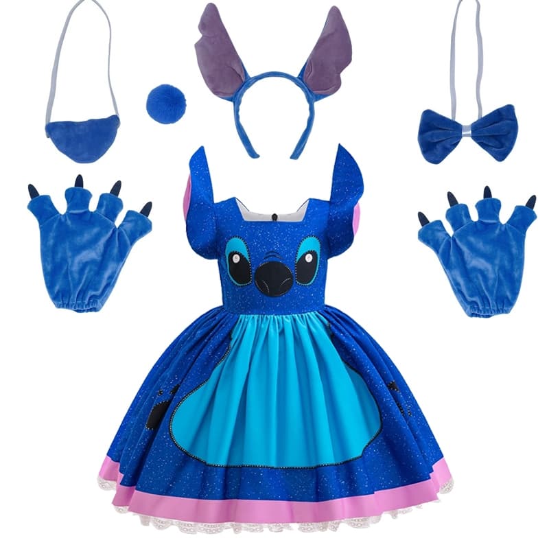 Disney Stitch Meninas Vestido Dos Desenhos Animados De Princesa Trajes De Festa De Aniversário 2-10 Anos Novas Roupas