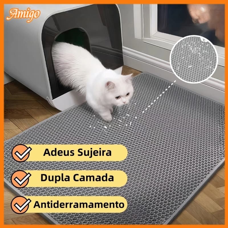 Tapete de Areia para Gatos MODELO CORAÇÃO | Anti Sujeira Impermeável - Coletor Eficiente