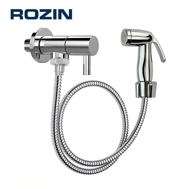 Ducha Higiênica Super Luxo Aço Inox Cromada 100% Completa Mangueira Flexivel 120cm, 1/4 Volta