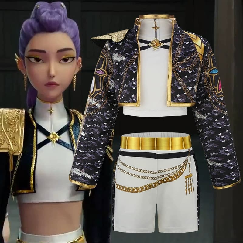 Novo K-Pop Demon Hunters Cosplay Meninas Conjuntos De Roupas Mangas Compridas Moda Ternos 4-12 Anos Crianças