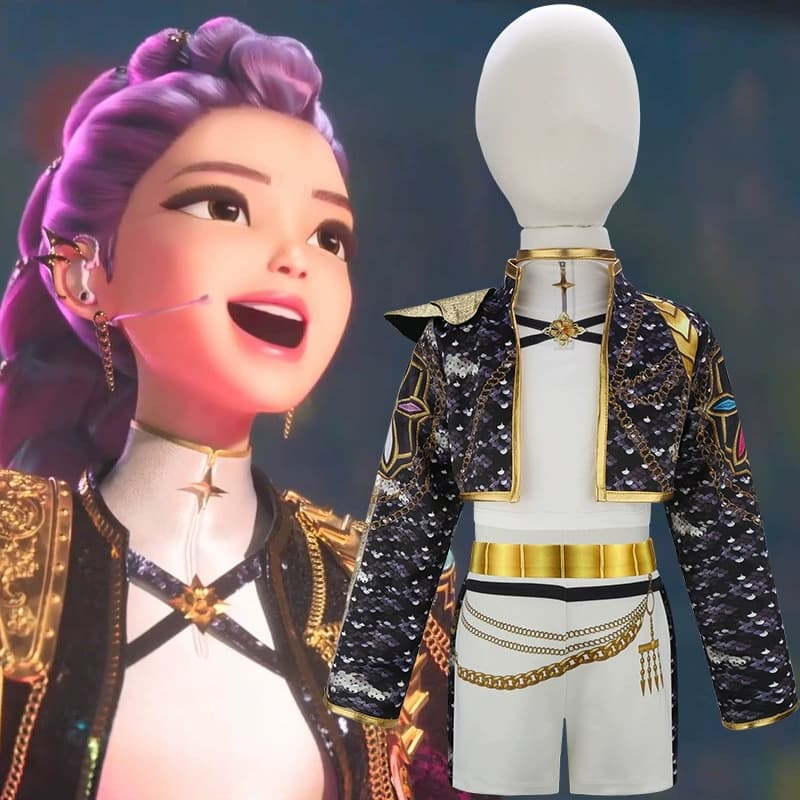 4-12 Anos K-Pop Demon Hunters Cosplay Meninas Conjuntos De Roupas Mangas Compridas Moda Ternos Infantis