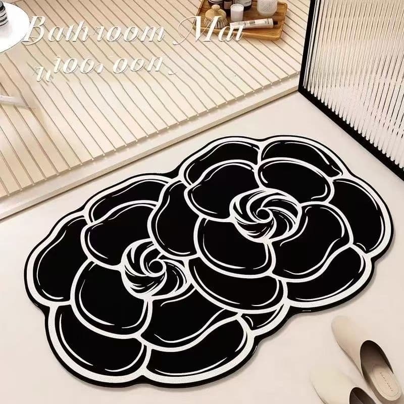 Conjunto de Tapetes Florais Irregulares - Super Absorvente e Antiderrapante, Universal Cozinha/Banheiro, 60x40cm