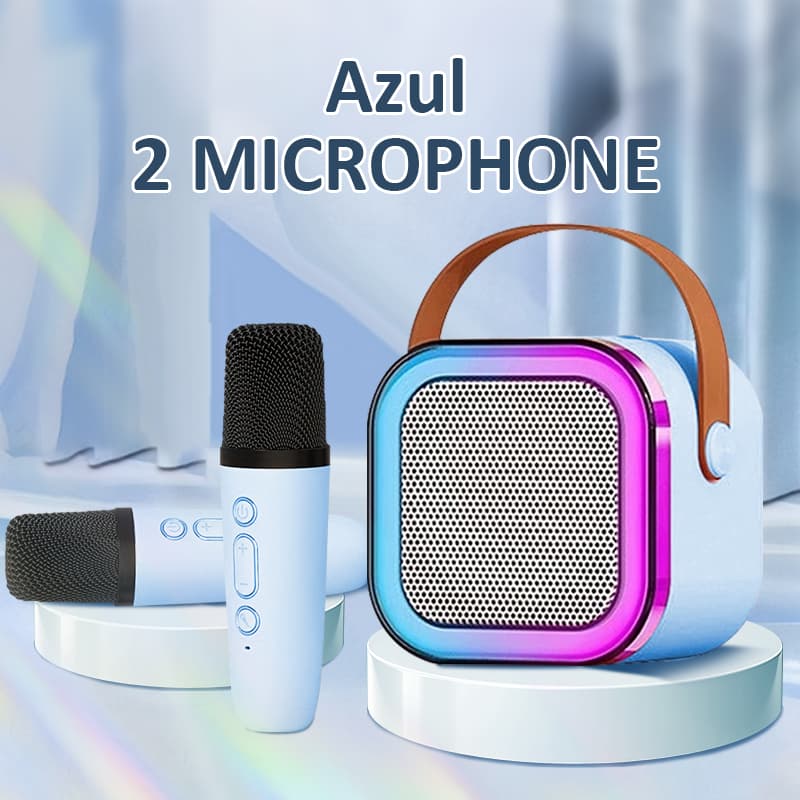 Caixa De Som C/ Microfones Alto-falante Bluetooth Karaoke com Microfone Luz RGB