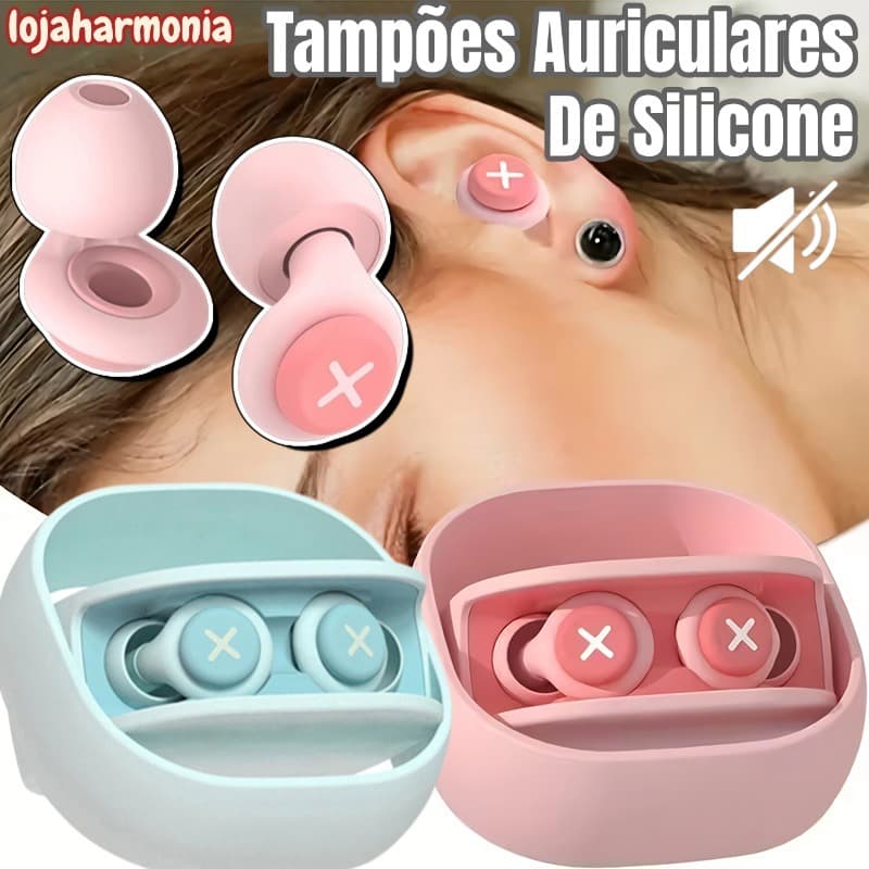Tampões Auriculares De Silicone Isolamento Acústico Redução De Ruído Com Esponja Macia Protetor Auricular-LJ