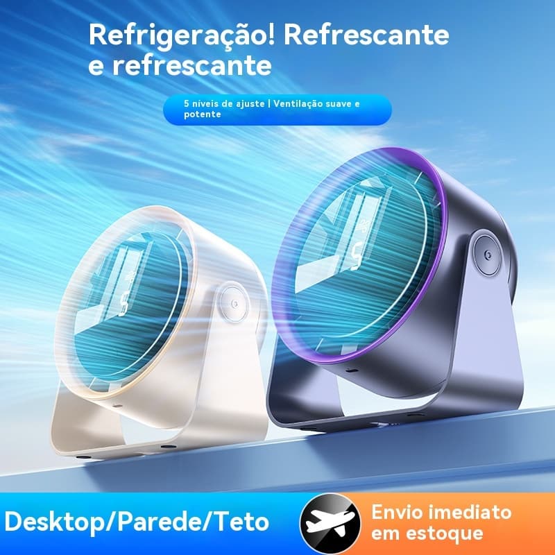 Ventilador de mesa Display Digital de 5 velocidades 30dB Motor sem escova Interface USB Ultra silencioso adequado para e