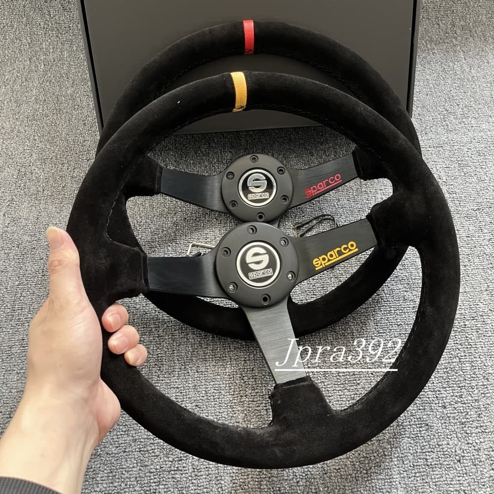 Volante SPC Camurça Amarela/Vermelho 340mm