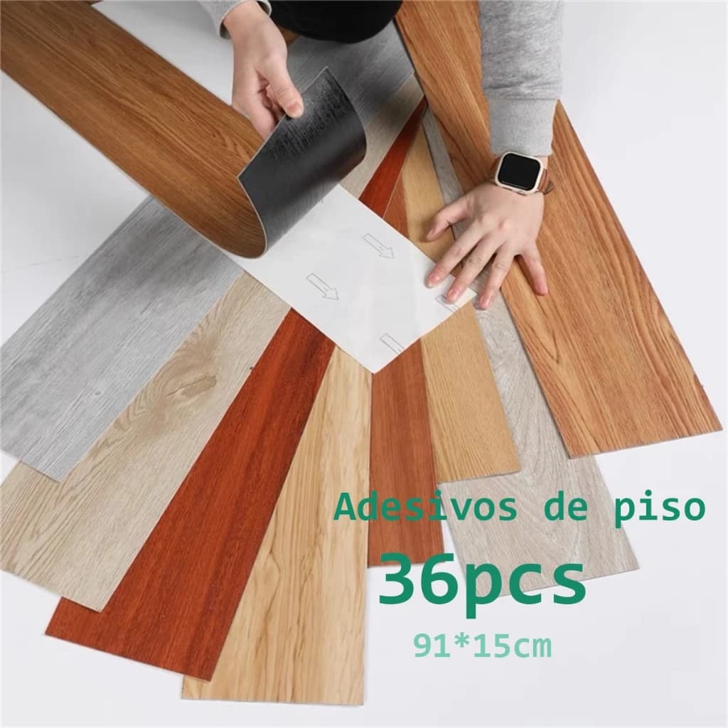 36 PCS Piso Vinílico Autocolante Adesivo Madeira 91cm x 15cm  cobertura 5㎡