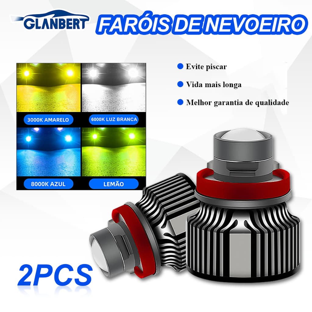 2 Pçs LED Luz De Nevoeiro Do Carro Projetor Lente Lâmpada 40W 6000K Automóvel H11 H8 H9 9005 9006