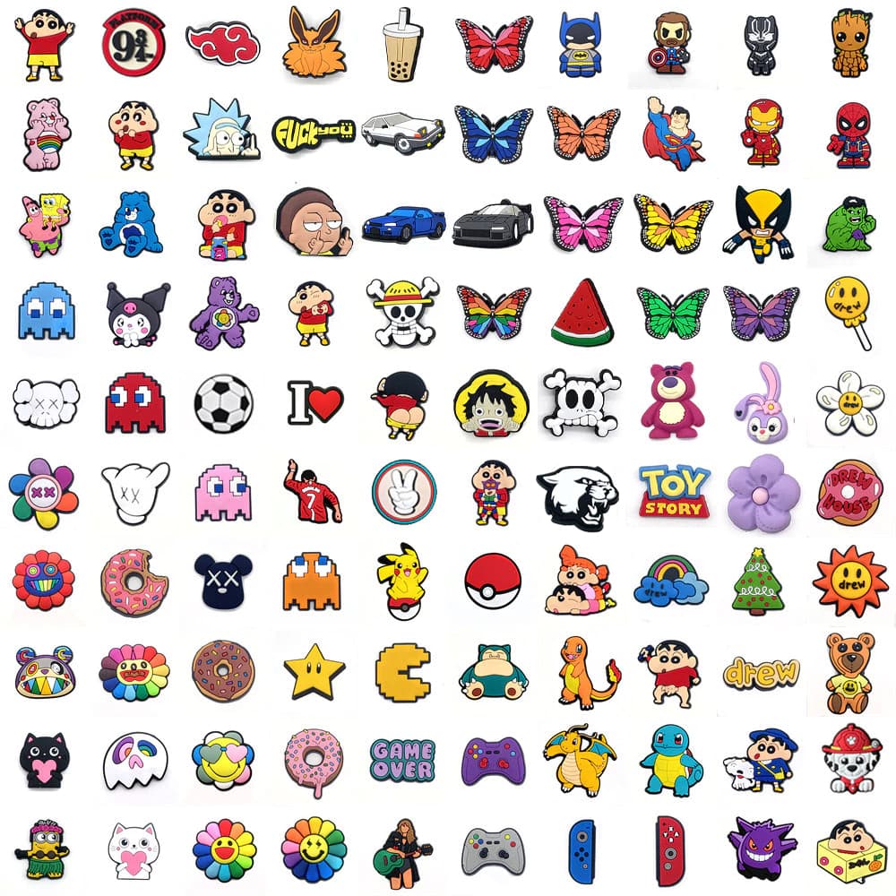 Quente 1 Pçs Série Mista Sapatos Encantos Pinos Acessórios Decorar Chinelos Sandálias Fivela Presentes Adultos