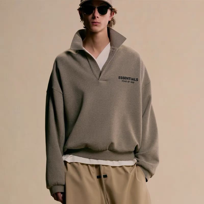 25SS Nova FOG American ESSE silicone Carta Impressão Solta Algodão Puro Com Lã Outono E Inverno Gola POLO Capuz Tendênci