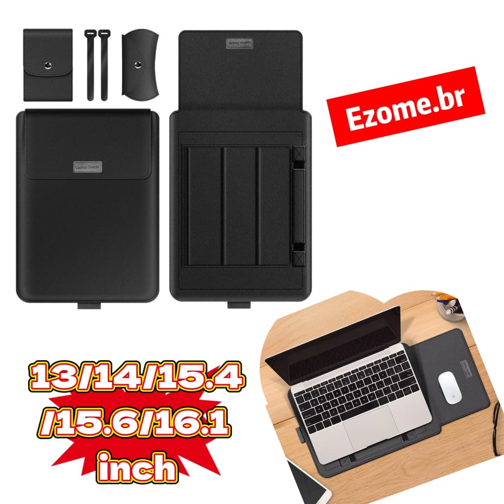 Case Capa Notebook Macbook Em Couro 4 Em 1, 13-16.1 Pol