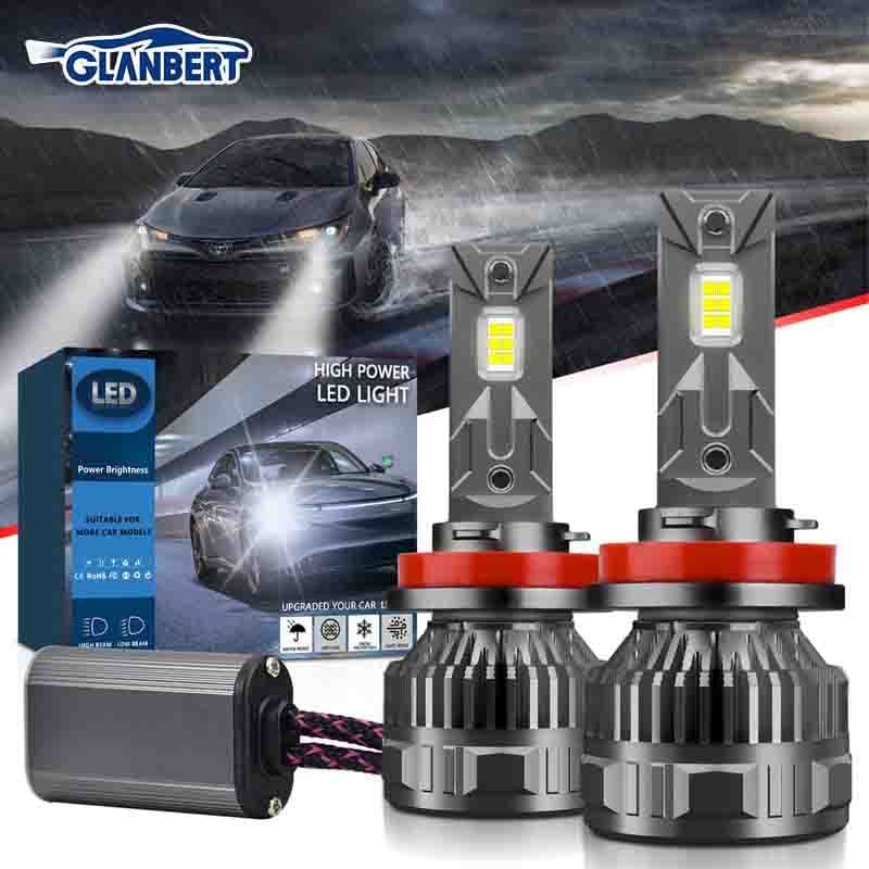 Farol Led H4 H7 H1 H8 H9 Lâmpadas 6000K Branco Frio Canbus 400W 60000LM Por Conjunto Com Ventilador Silencioso De Refrig