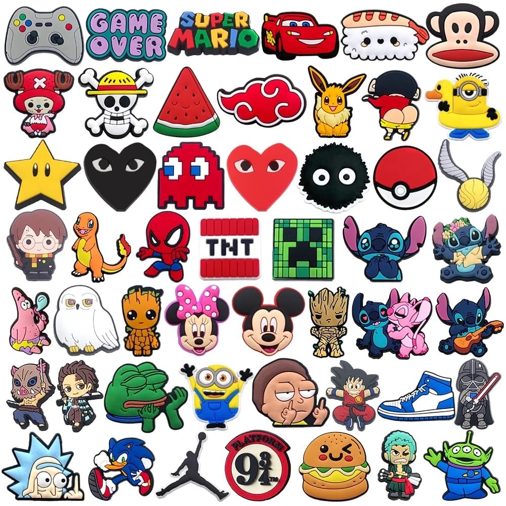 Legal Dos Desenhos Animados Bonito anime Personagem DIY Jogo Eletrônico Sapato Encantos Conjunto PVC Acessório Decoração