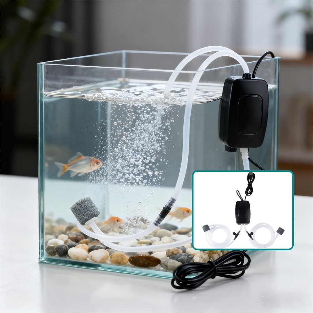 Bomba de Oxigênio Super Silenciosa com Alimentação USB e Filtro - A Escolha Ideal para Aquários
