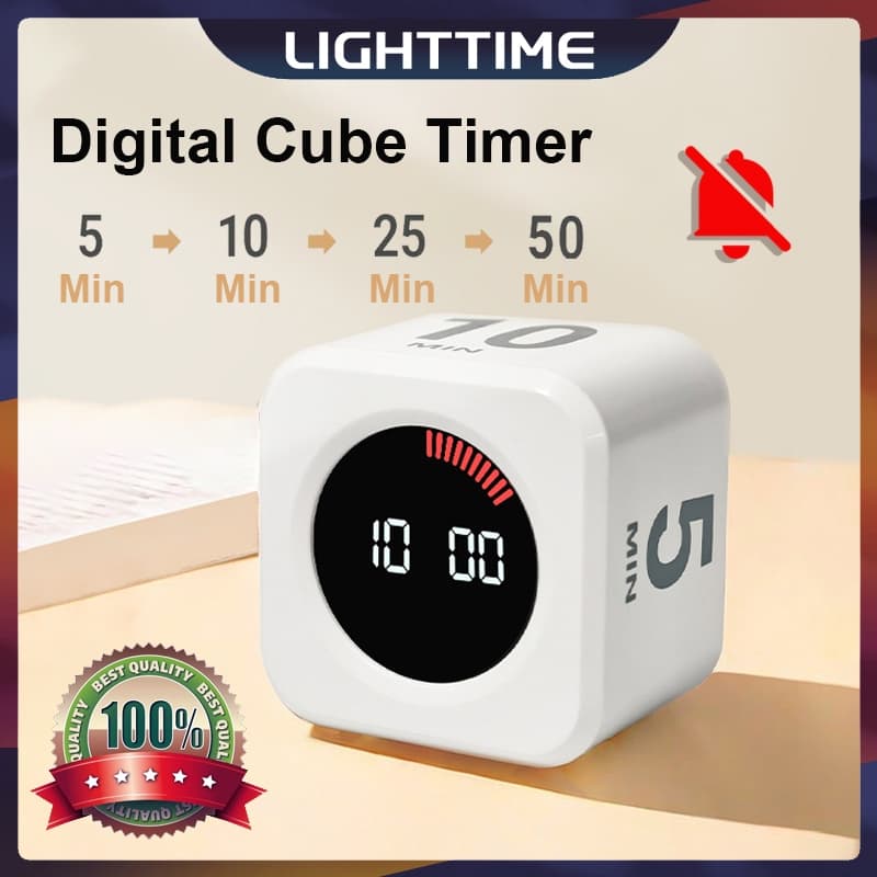 Temporizador De Cubo Digital Rotação De Som E Mudo Ajustável Kitchel Produtividade Sensor De Gravidade Display LED 4 Cro