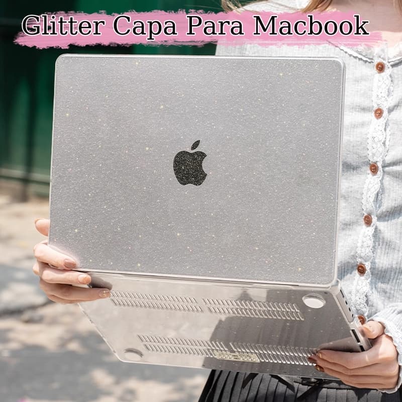 Capa Resistente Em Com Glitter Cristal Para Macbook Air M4 M3 M2 13.6 A3240 A2681 2022 2020 Polegadas A1932 A2179 A2337
