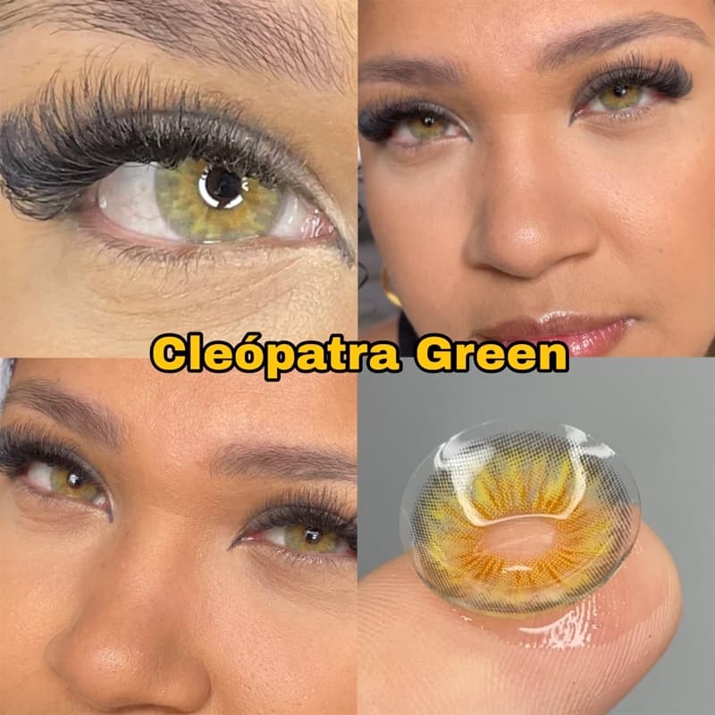 KSSEYE Lente natural Mel esverdeado 2 Peças Cleópatra Green Lentes Lentes De Contato  Anual Para Homens E Mulheres