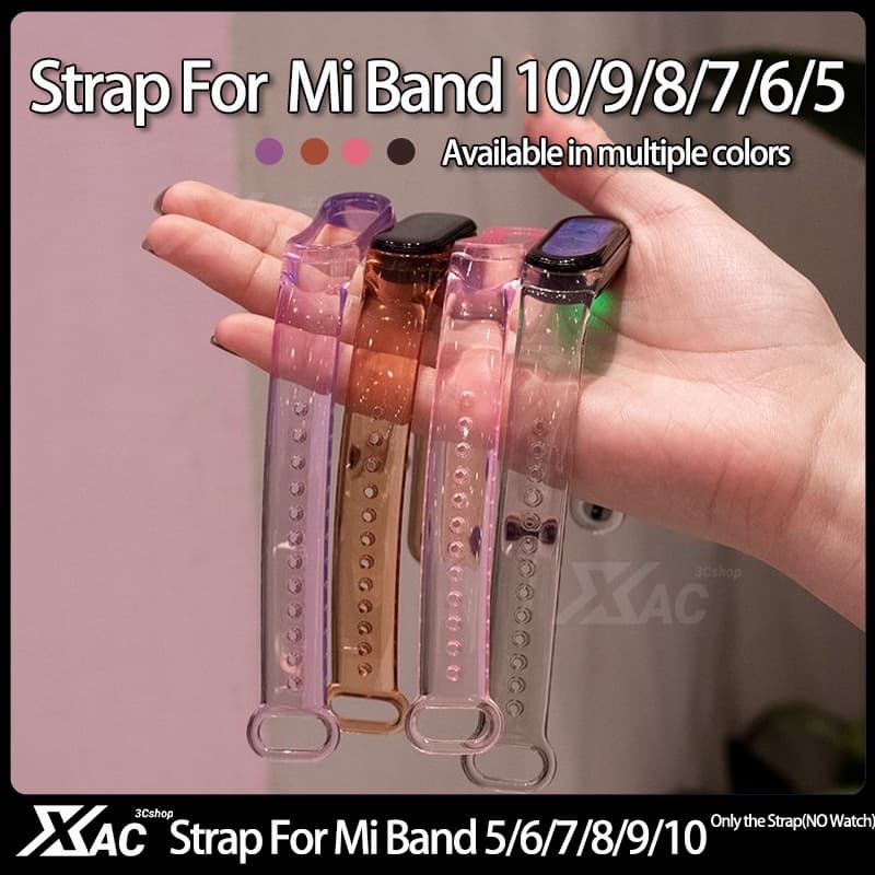 Pulseira Transparente Para Mi Band 5 6 7 8 9 De Substituição De Bracelete Xiaomi 8 Colorida À Prova D'água miband 7 9