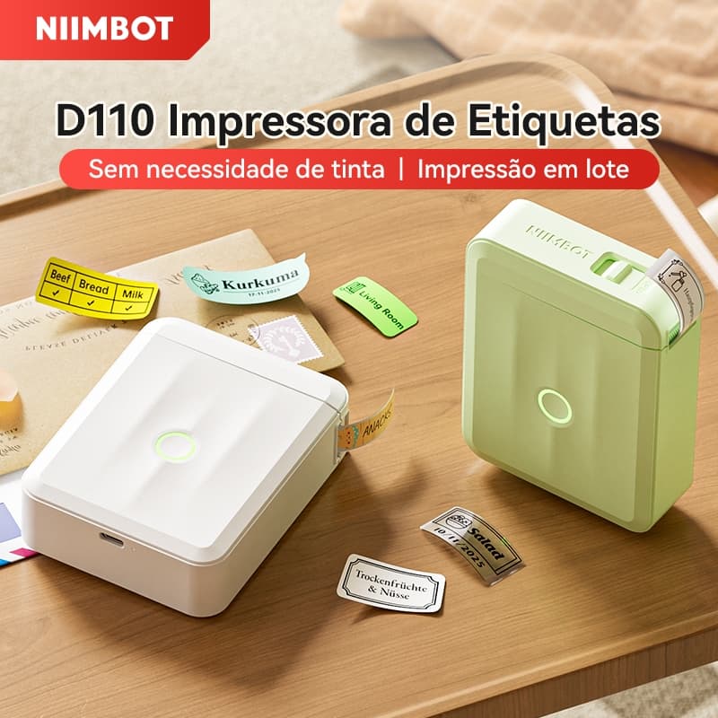 NIIMBOT D110 Impressora de Etiquetas Inteligente Térmica Bluetooth Impressora sem Tinta para iOS Android