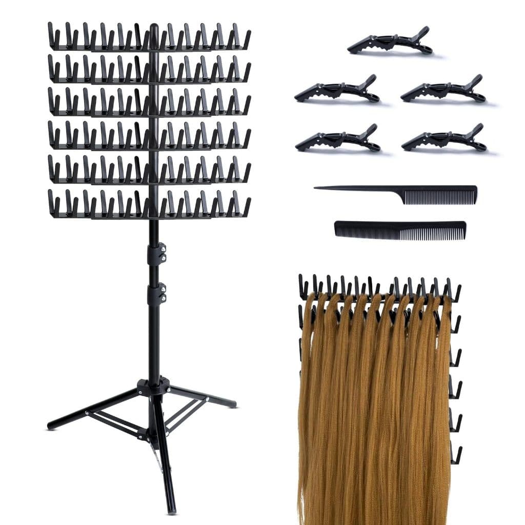 Display De Rack De Cabelo Trançado Ajustável-Divisor De Extensão De 144 Pinos Para Salão De Beleza
