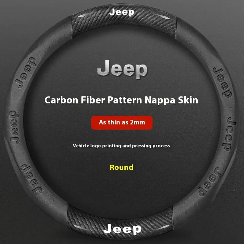 Para Jeep Carro Antiderrapante Fibra De Carbono Couro Volante Capa interior Do Automóvel