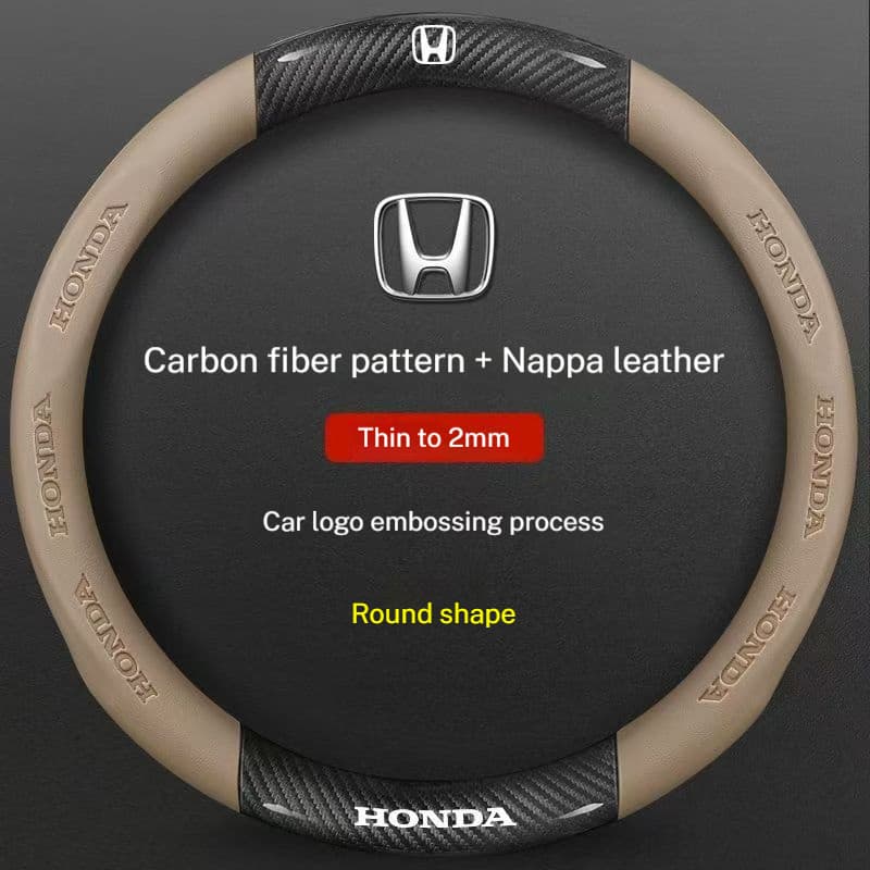 Para Honda Carro Antiderrapante Fibra De Carbono Couro Volante Capa interior Do Automóvel