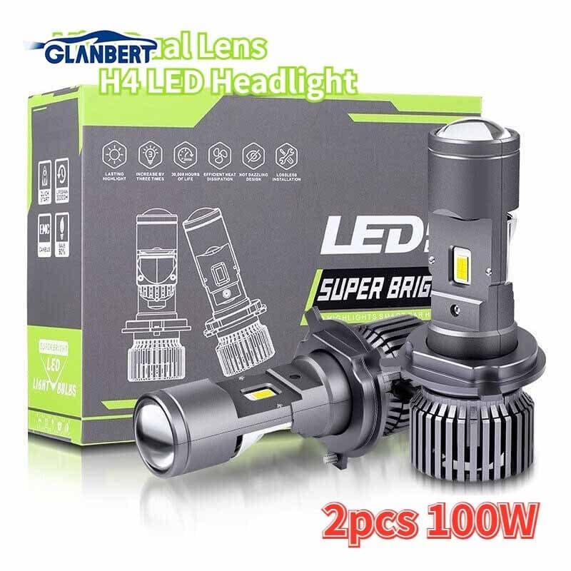 Novo Design 2 Pçs H4 Mini Bi-LED Lente Do Projetor Hi-Lo Feixe Lâmpada Farol Retrofit Motocicleta Luz Lâmpadas Carro