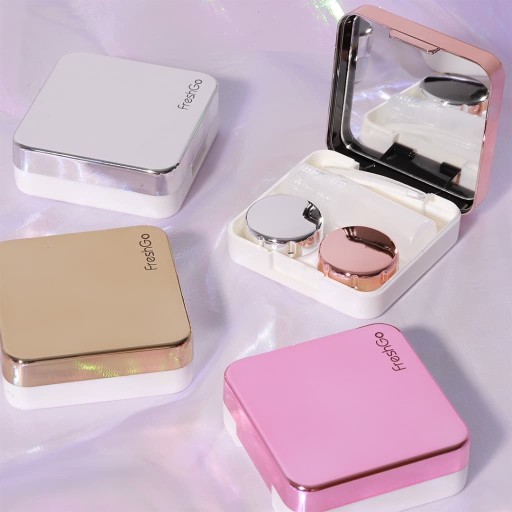 Estojo Para Lentes De Contato Freshgo Com Pinça Espelhadas + Portátil Auxílio À Inserção