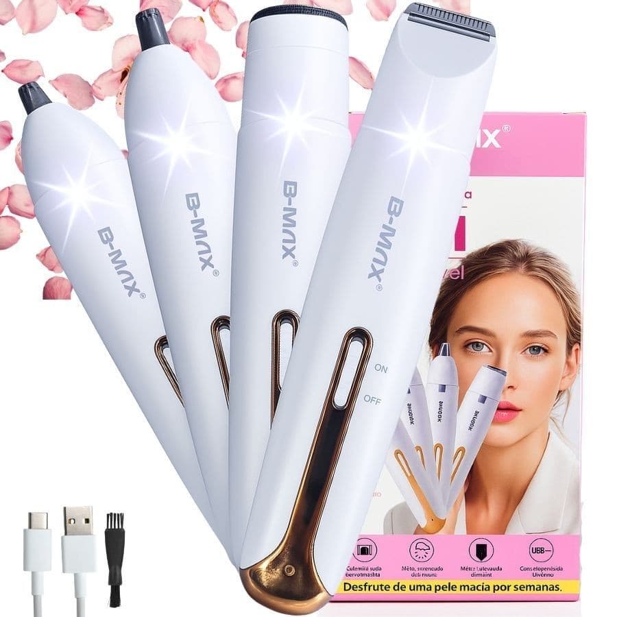 Depilador elétrico feminino 4 em 1, barbeador para remoção de pelos, corpo, pelos do nariz, pelos das axilas, barba reca