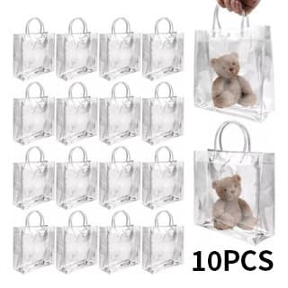 10 Sacos De Presente De PVC Transparentes Reutilizáveis ​​com Alças, Adequados Para Festas De Aniversário E Bodas