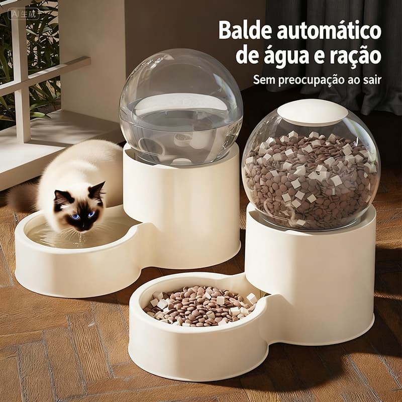 MIW Comedouro Dupla Função Dispenser De Ração e Porta Petiscos 800ML  Cães e Gatos