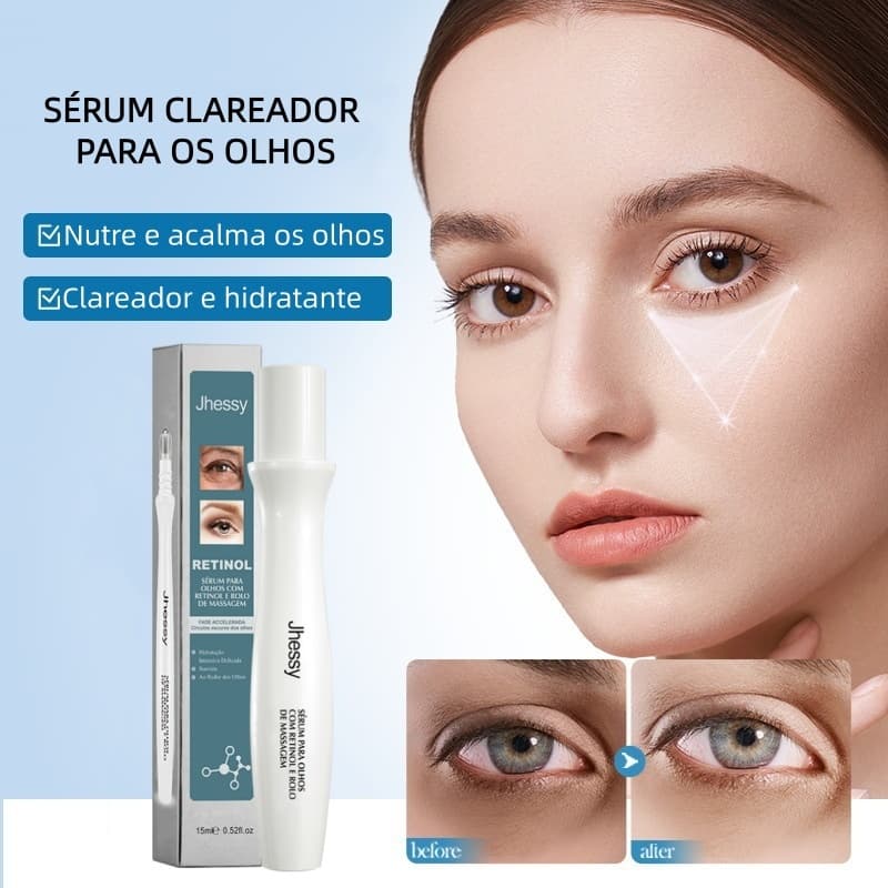 Sérum Roll-On para Olhos 15ml - Reduz Olheiras e Rugas , Design Gelado para Bolsas e Inchaço, Suave para Pele Sensível
