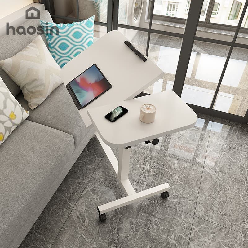 Mesa para Notebook com Rodinhas e Altura Ajustável - Tampo MDF Inclinável para Home Office