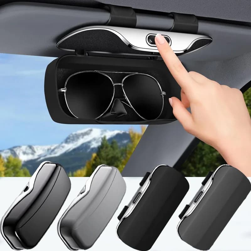 Interruptor de imprensa caixa de óculos do carro viseira de sol titular tecido macio interno