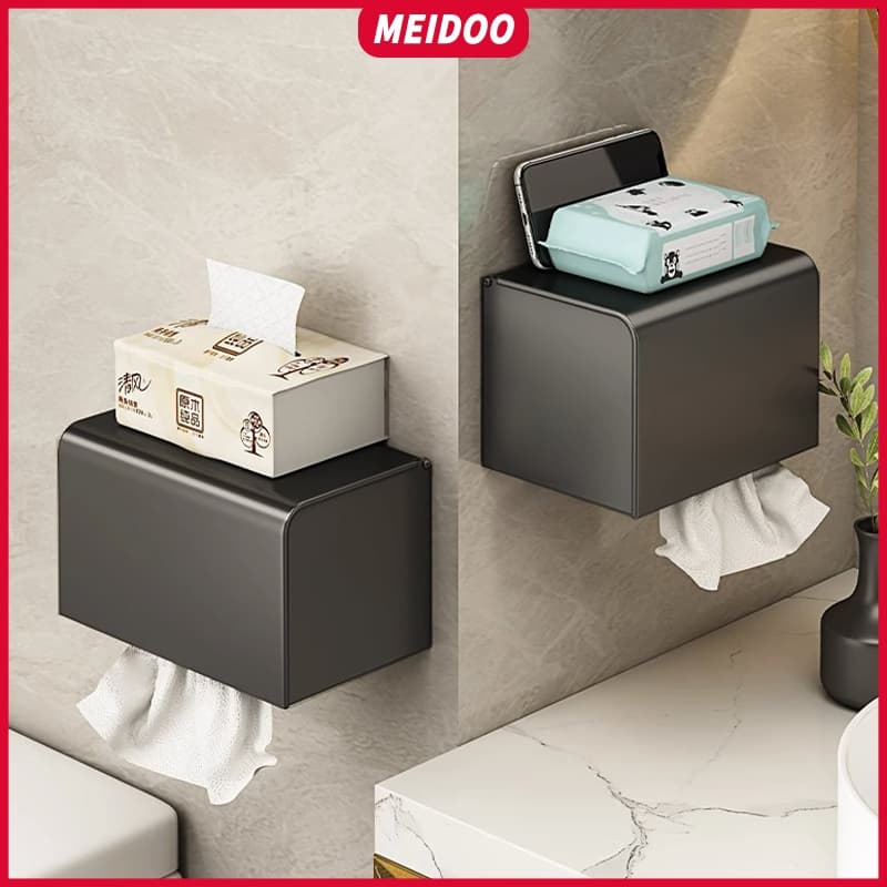 MEIDOO Caixa de lenços, armazenamento multifuncional, alumínio à prova d'água, sem perfuração
