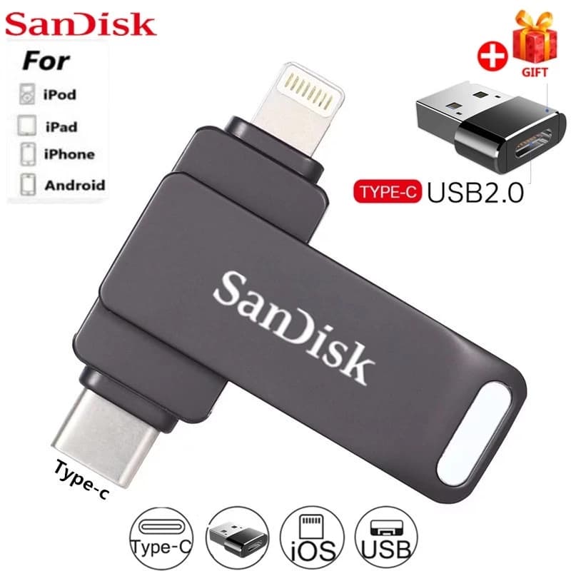 Adaptador Enviar USB C Ixpand Flash Drive Flip/OTG 2TB 1TB 64GB 128GB Compatível Con I Telefone 512GB Pendrive