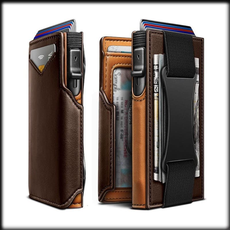 Titular do cartão masculino rfid escova Anti-roubo grande capacidade Retro multifuncional portátil caixa de alumínio tit