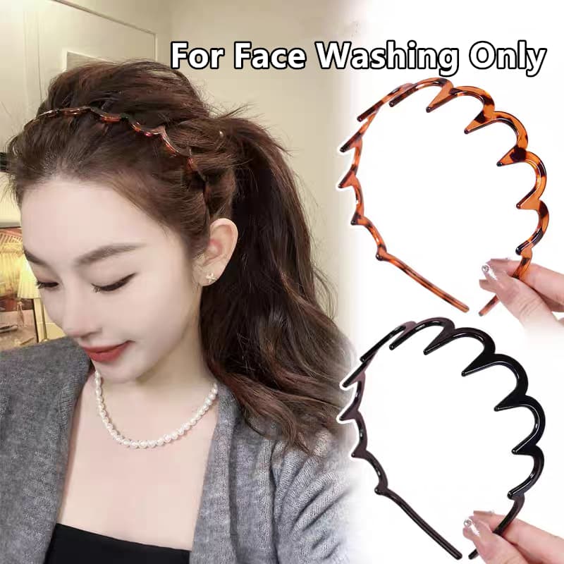 Faixa de cabeça simples preta unissex antiderrapante com lavagem de dentes, prensa facial, grampo de cabelo