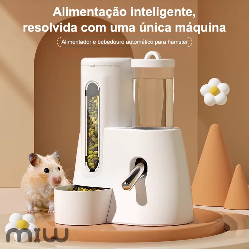Alimentador 3 em 1 para Roedores em Aço Inoxidável - 125ml para Hamsters, Porquinhos e Coelhos