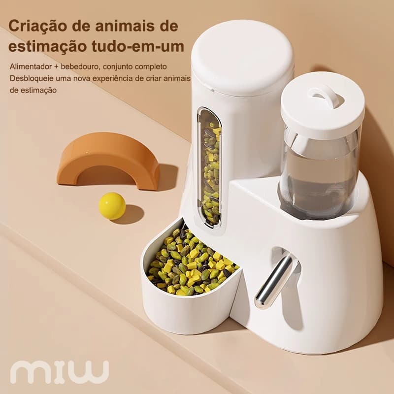 Comedouro Pet Duplo Inox Bebedouro Automático para Coelho Chinchila Porquinho Hamster